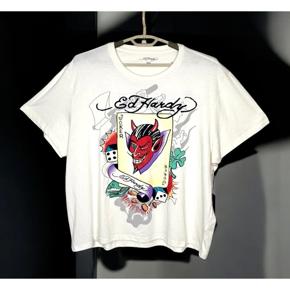 Ed Hardy Men's Joker Card T-Shirt - Size XXL - NWT